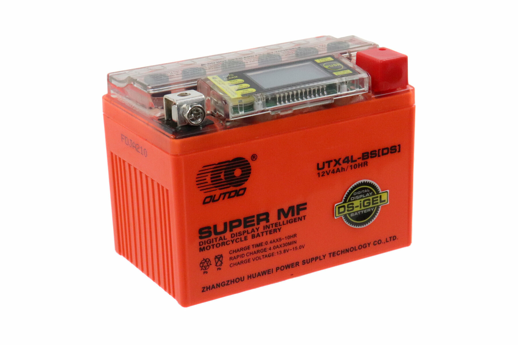 Аккумулятор 12В 4Ач OUTDO UTX4L-BS(DS) С дисплеем (гелевый) (обр. полярности) (113*70*85мм)