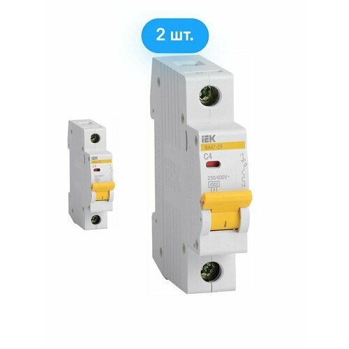 Автоматический выключатель IEK ВА47-29 1P 4А характеристика C (комплект из 2 шт)