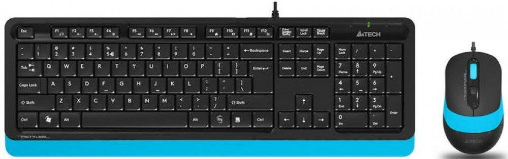 A4Tech Комплект клавиатура + мышь A4Tech FStyler F1010, водостойкая, черно-синий (USB) (ret)
