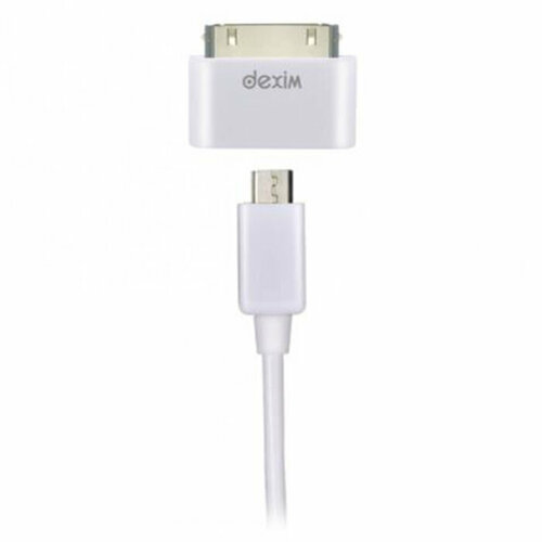 Dexim Кабель USB 2.0, A - B (micro) 5pin (M - M) Dexim переходник Apple 30-p(DWA064-W) 1,5 м. белый. компьютерный шнур usb2 0 a m micro usb b m w 1m ruichi