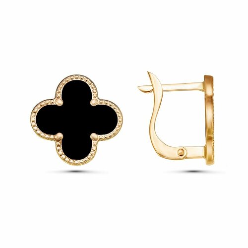 Серьги MG, красное золото, 585 проба, зернь, оникс, размер 15 мм, длина 1.5 см, , красный