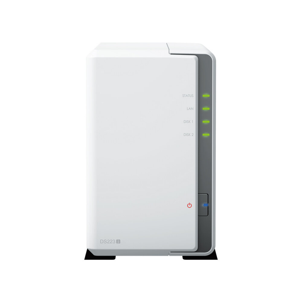 Сетевое хранилище Synology DiskStation DS223j white (RTD1619B/1Gb/2 pcs (3.5" or 2.5" SATA or SSD, 16Tb max)/RAID/1x1Gb/no WIFI) (DS223j)