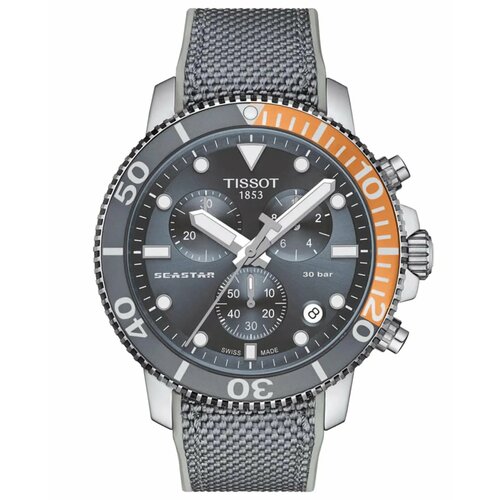 фото Наручные часы tissot швейцарские мужские часы tissot seastar 1000 chronograph t1204171708101 (t120.417.17.081.01), серый, серебряный