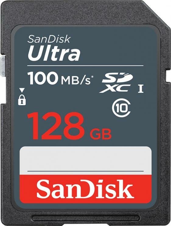 Карта памяти SanDisk SDXC 128 ГБ Class 10, UHS-I, R 100 МБ/с, 1 шт, разноцветный