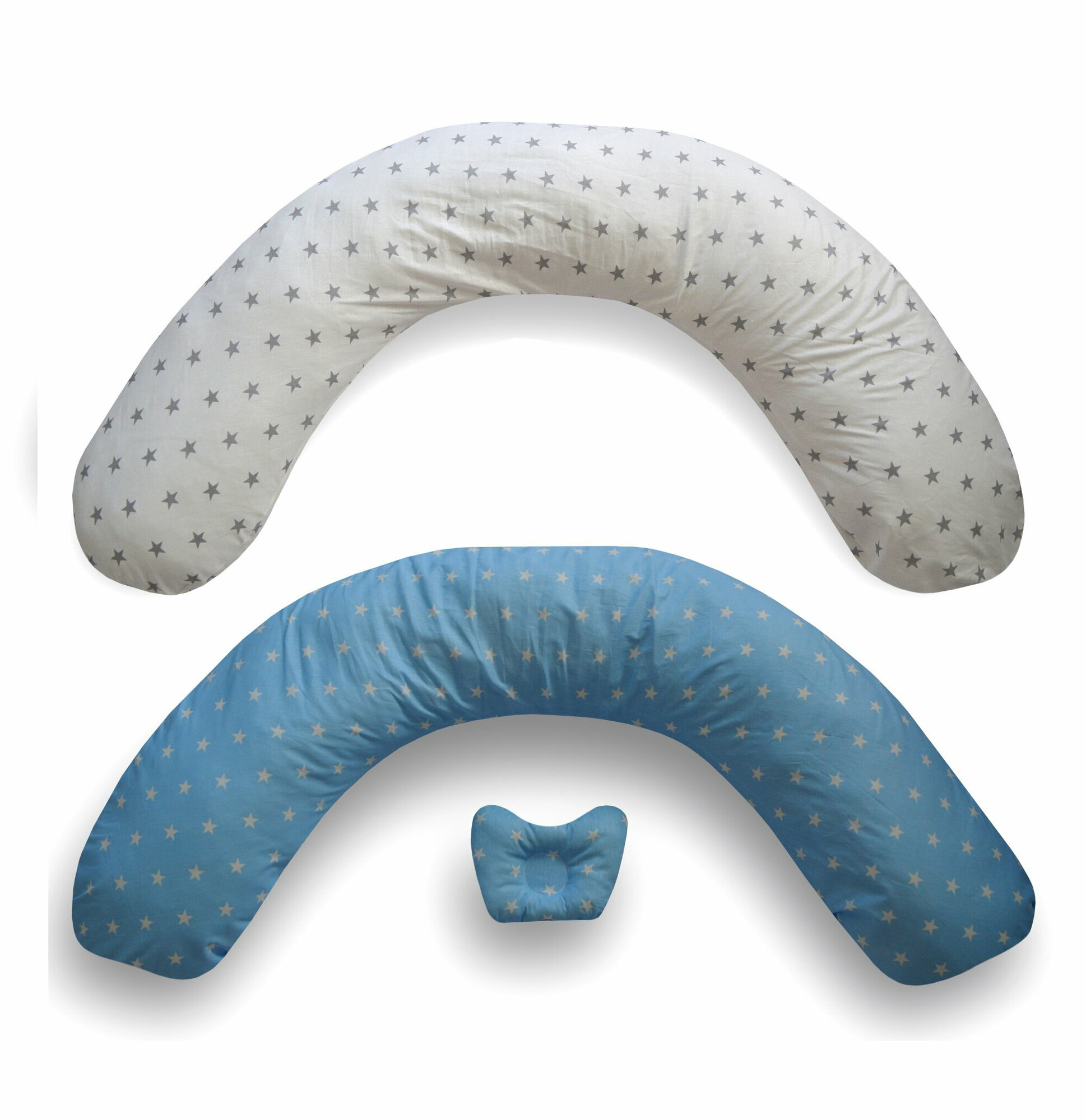 Подушка Мастерская снов для беременных V-210 MAXI материал наволочки хлопок + подушечка для малыша Бело-голубые звездочки