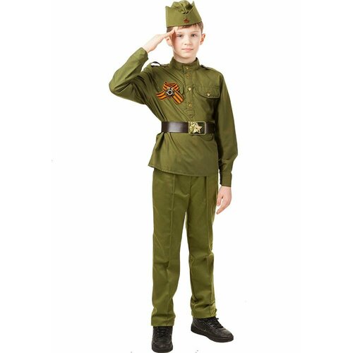 костюм солдат гимнастерка брюки пилотка ремень георгиевская лента размер 152 80 Костюм Солдат Pug-27
