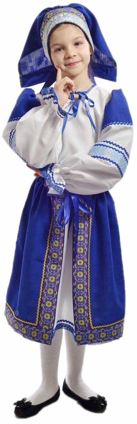 Синий народный костюм для девочки FeiX-02