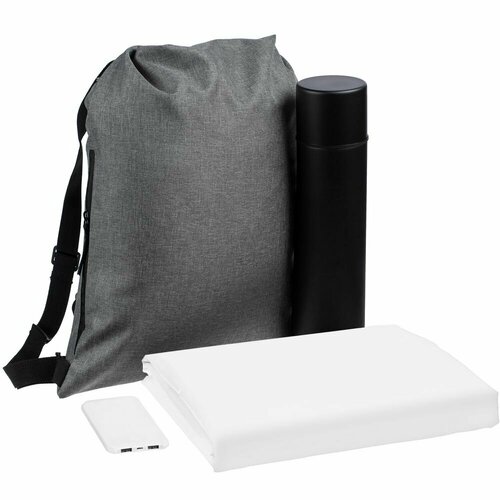 Набор Campani, белый, рюкзак: 34,5х48 см, термос - нержавеющая сталь, пластик; аккумулятор - пластик, покрытие софт-тач; дождевик - полиэстер 100%, п