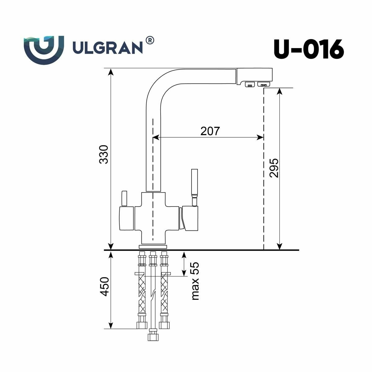 Смеситель для кухни Ulgran U-016-331, белый - фото №3