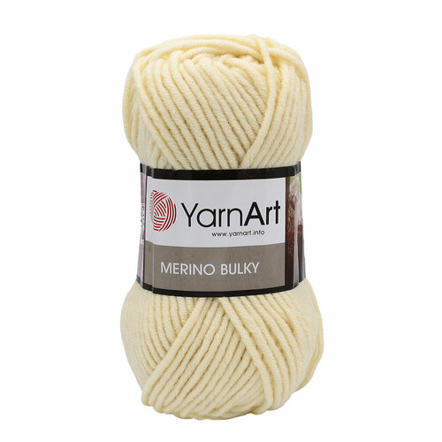 Пряжа Yarnart Merino Bulky молочный (7003), 70%акрил/30%шерсть, 100м, 100г, 5шт