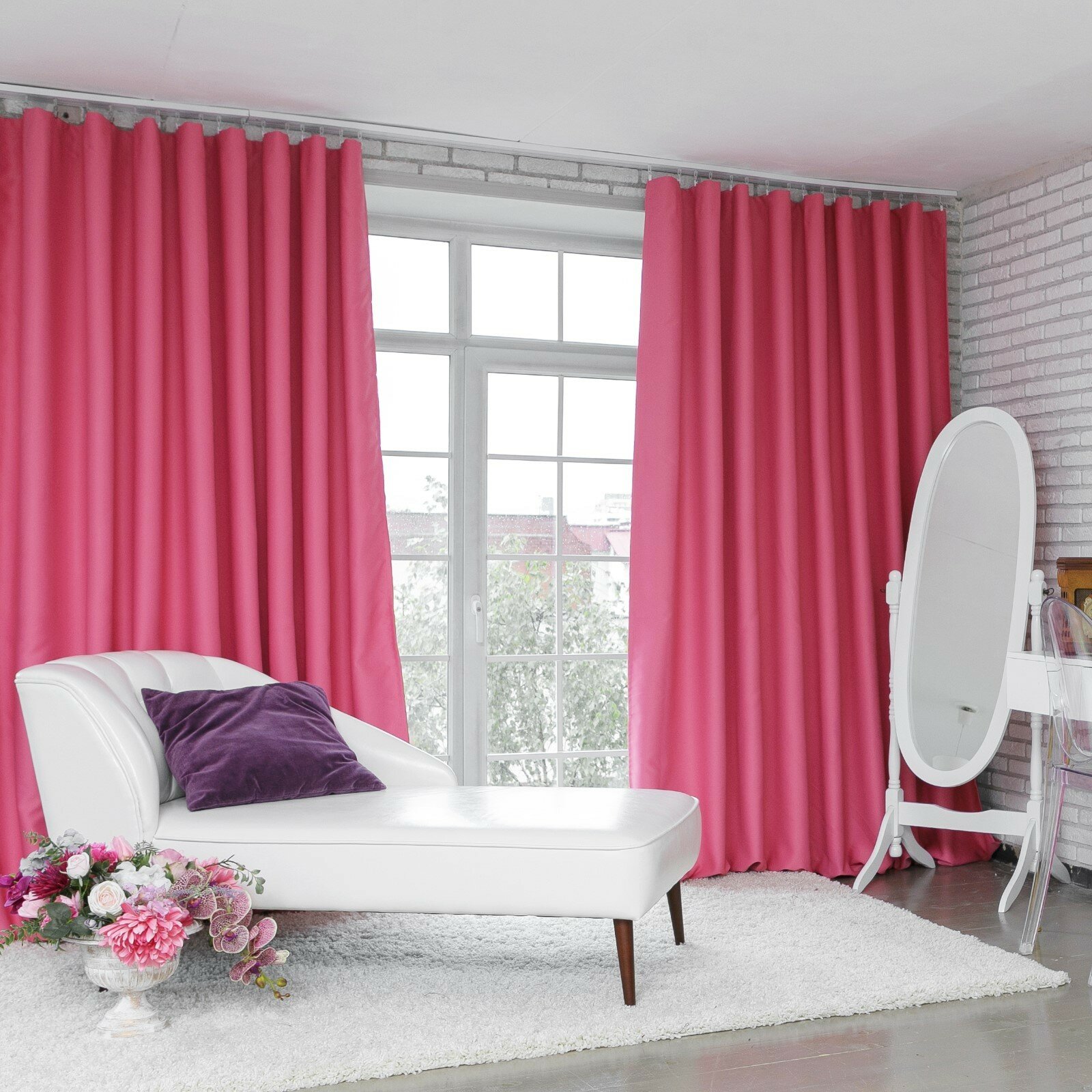 Штора портьерная 130×300 см, двусторонний блэкаут, цвет Розовый, пл. 240 г/м², 100% п/э