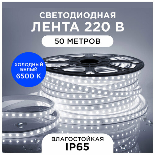 Яркая светодиодная лента Apeyron 10-62 с возможностью работы от сети 220В, 6500K, 600 Лм/м, 60д/м, 6Вт/м, smd2835, IP65