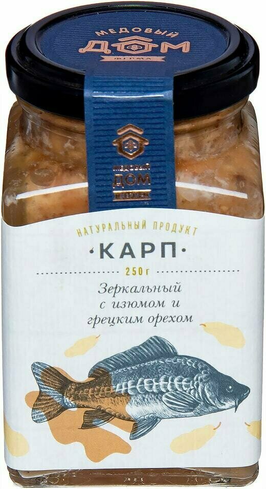 Карп зеркальный Медовый дом ферма с грецким орехом и изюмом 250г 1шт