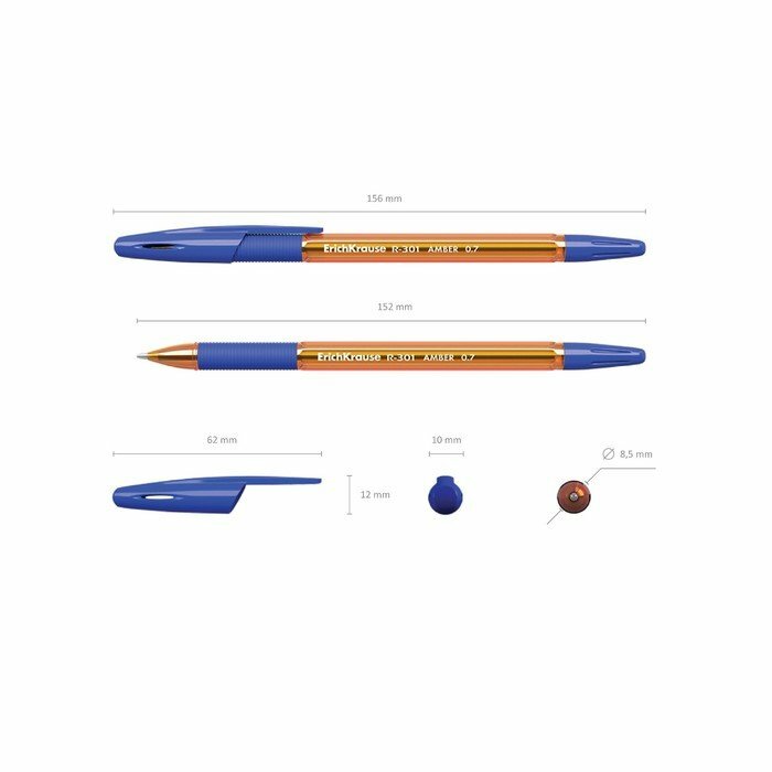Ручка шариковая Erich Krause R-301 Amber 0.7 Stick&Grip в наборе из 3 штук пакет - фото №8