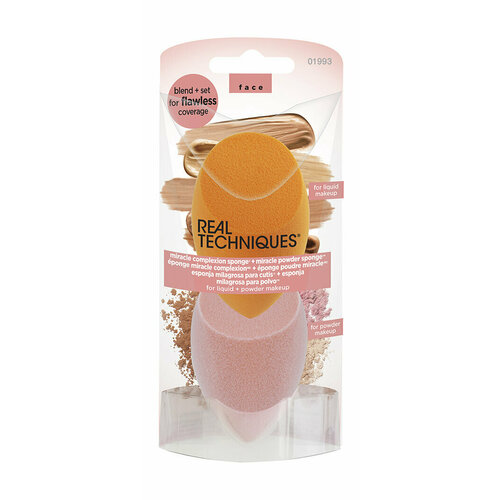 Спонжи для макияжа Real Techniques Complexion Sponge and Miracle Powder Sponge спонж для пудры real techniques miracle powder sponge