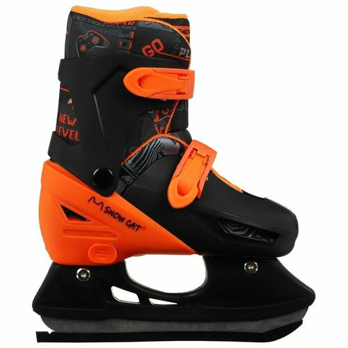 Коньки детские раздвижные Snow Cat, размер 34-37, цвет черный, оранжевый