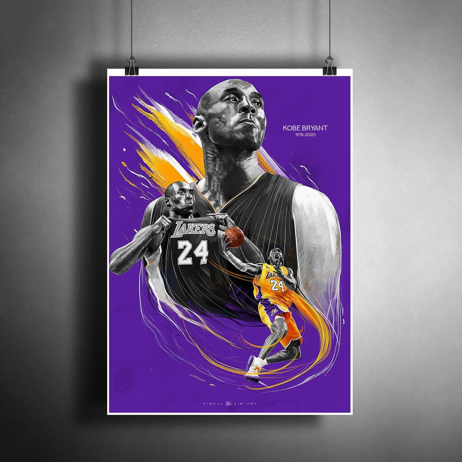 Постер плакат "Баскетболист Коби Брайант. Лос-Анджелес Лейкерс, NBA" / Декор для дома, офиса, комнаты, квартиры, детской A3 (297 x 420 мм)