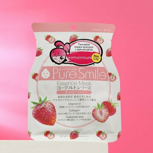 Маска для лица SUNSMILE Yougurt, на йогуртовой основе c земляникой, 1 шт. (комплект из 12 шт)