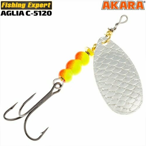фото Блесна вращающаяся akara c-5120, 10 г, цвет sil/yl-or (комплект из 5 шт)