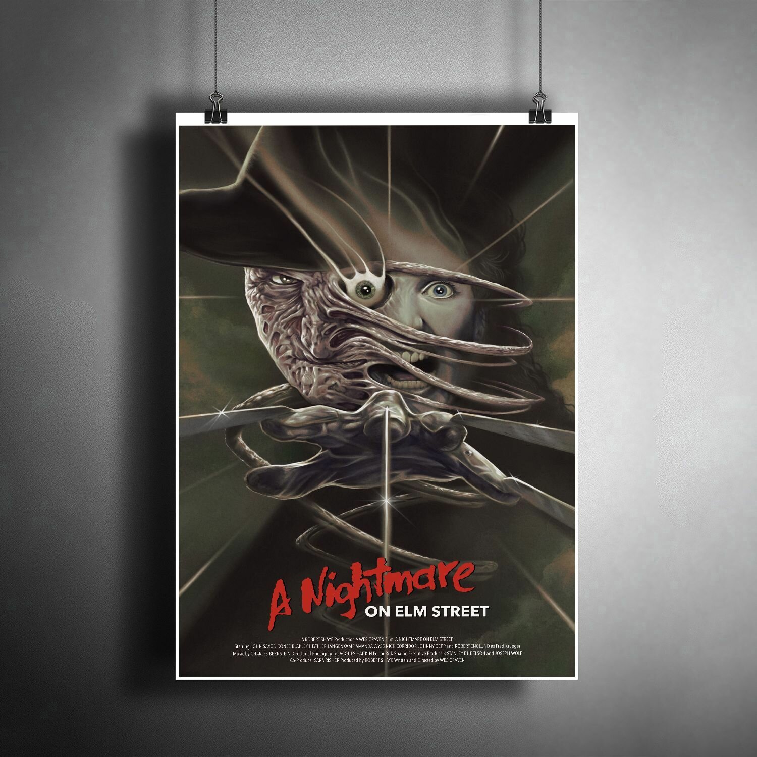 Постер плакат "Кошмар на улице Вязов. Фредди Крюгер. Хэллоуин" / Декор дома, офиса, комнаты, квартиры, детской A3 (297 x 420 мм)