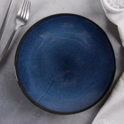 Тарелка керамическая обеденная «Лунная тропа», d=21 см, цвет синий (комплект из 2 шт)