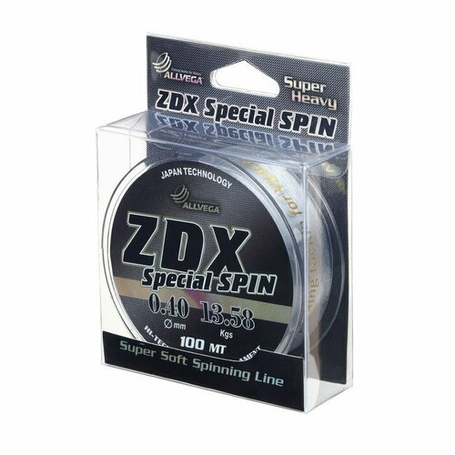фото Леска allvega zdx special spin диаметр 0.4 мм, тест 13.58 кг, 100 м, прозрачная (комплект из 3 шт)