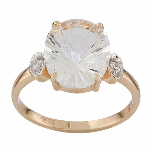 фото Кольцо aloris, красное золото, 585 проба, горный хрусталь, размер 18 aloris jewelry