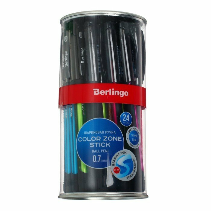 Ручка шариковая Berlingo Color Zone stick 0,7мм, синяя, прорезин корпус микс 285411 (комплект из 12 шт)