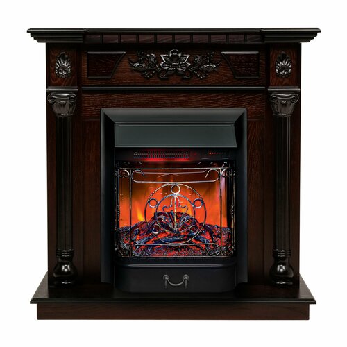 Электрокамин RealFlame DACOTA STD/EUG AO-215 с очагом Majestic Lux Black (пульт) электрокамин realflame dacota ao с fobos lux bl s