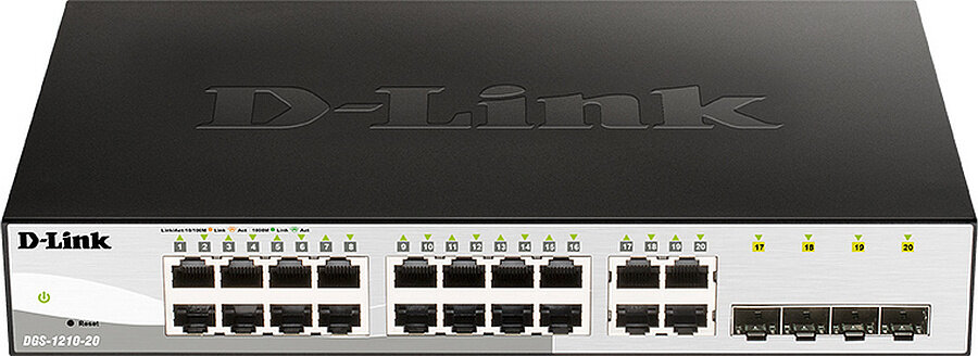 Коммутатор D-Link DGS-1210-20/FL2A (L2) 20x1Гбит/с 4xКомбо(1000BASE-T/SFP) управляемый