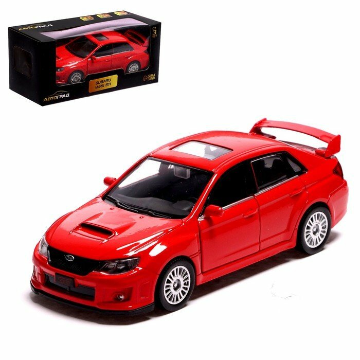 Машина металлическая SUBARU WRX STI, 1:32, инерция, открываются двери, цвет красный (комплект из 2 шт)