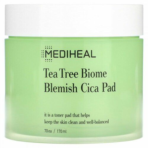 Mediheal, Tea Tree Biome Blemish Cica Pad, 70 Pads (170 ml)