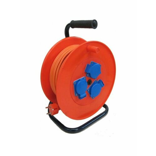 Катушка удлинитель 30м, 3х1,5, 3-х местн роз. с крышк, с заземлением, метал. корпус (ПВС, УХз16-003 Лидер) 10