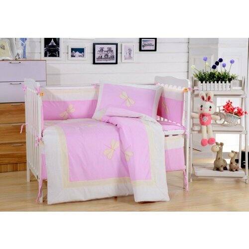 Комплект для новорожденных с бортиком бортики для кроватки розовая сова полоска постельное белье для малыша бортики для детской кровати комплект