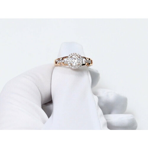 фото Кольцо diamant online, золото, 585 проба, фианит, размер 17.5, прозрачный
