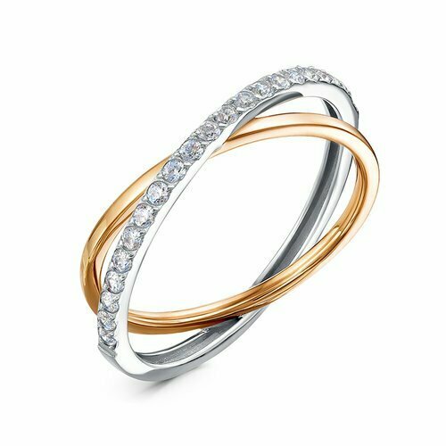 фото Кольцо diamant online, золото, 585 проба, фианит, размер 17.5, прозрачный