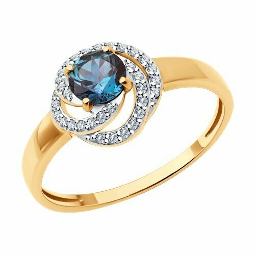 Кольцо Diamant online, золото, 585 проба, александрит, бриллиант, размер 17.5, зеленый