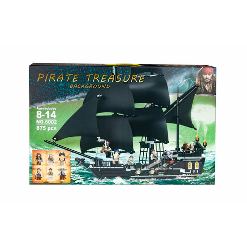 фото Конструктор пираты карибского моря. чёрная жемчужина (6002), модель корабля 677 деталей, 6 фигурок персонажей, возраст 8+ лет, арвес маркет
