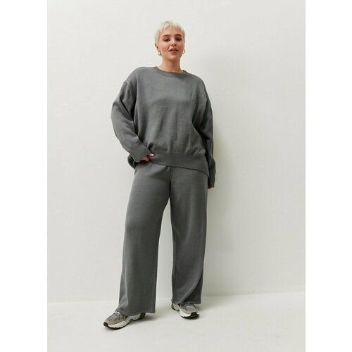 фото Костюм 4forms, свитшот и брюки, повседневный стиль, свободный силуэт, вязаная, размер xl, серый