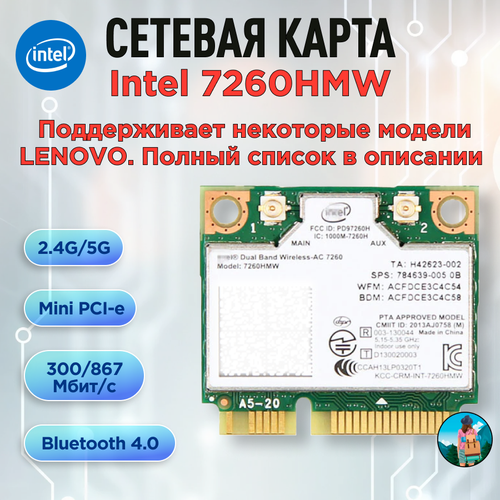 Двухдиапазонная сетевая карта Intel 7260HMW-LENOVO 1999₽