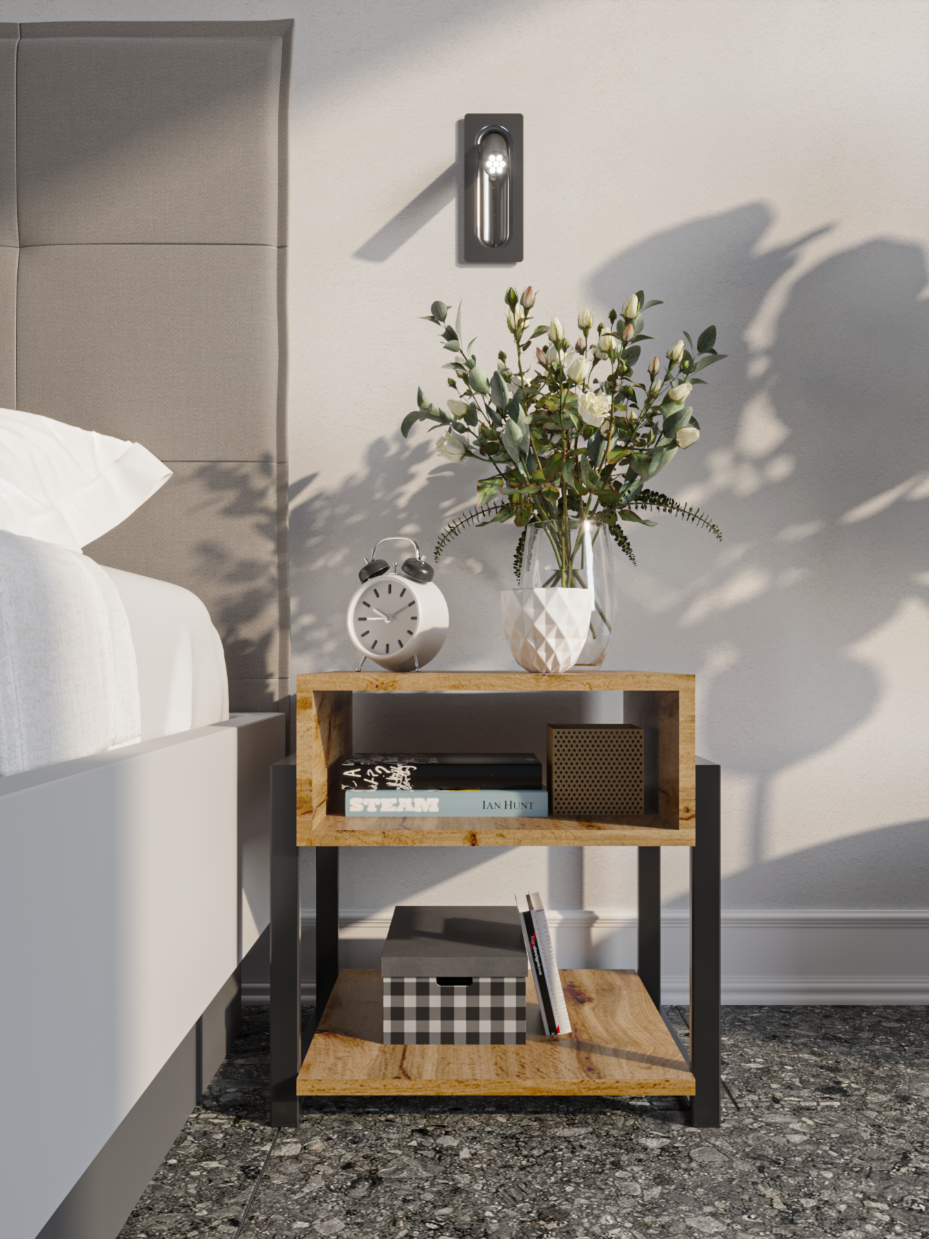 фото Тумба прикроватная Тип5 черный/белый