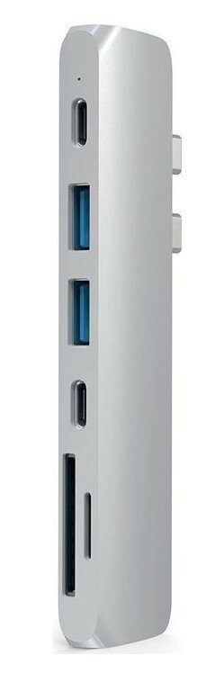 USB-хаб Satechi Aluminum Thunderbolt 3 Pro Hub для Macbook Pro (2xUSB 3.0, Type-C, Thunderbolt 3, HDMI, SD, micro-SD) Серебристый Док-станция ST-CMBPS
