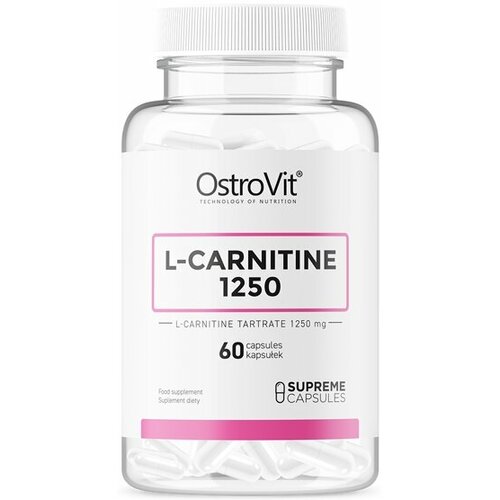фото Л-карнитин (l-сarnitine) ostrovit supreme caps l-carnitine 1250 mg (60 капсул)