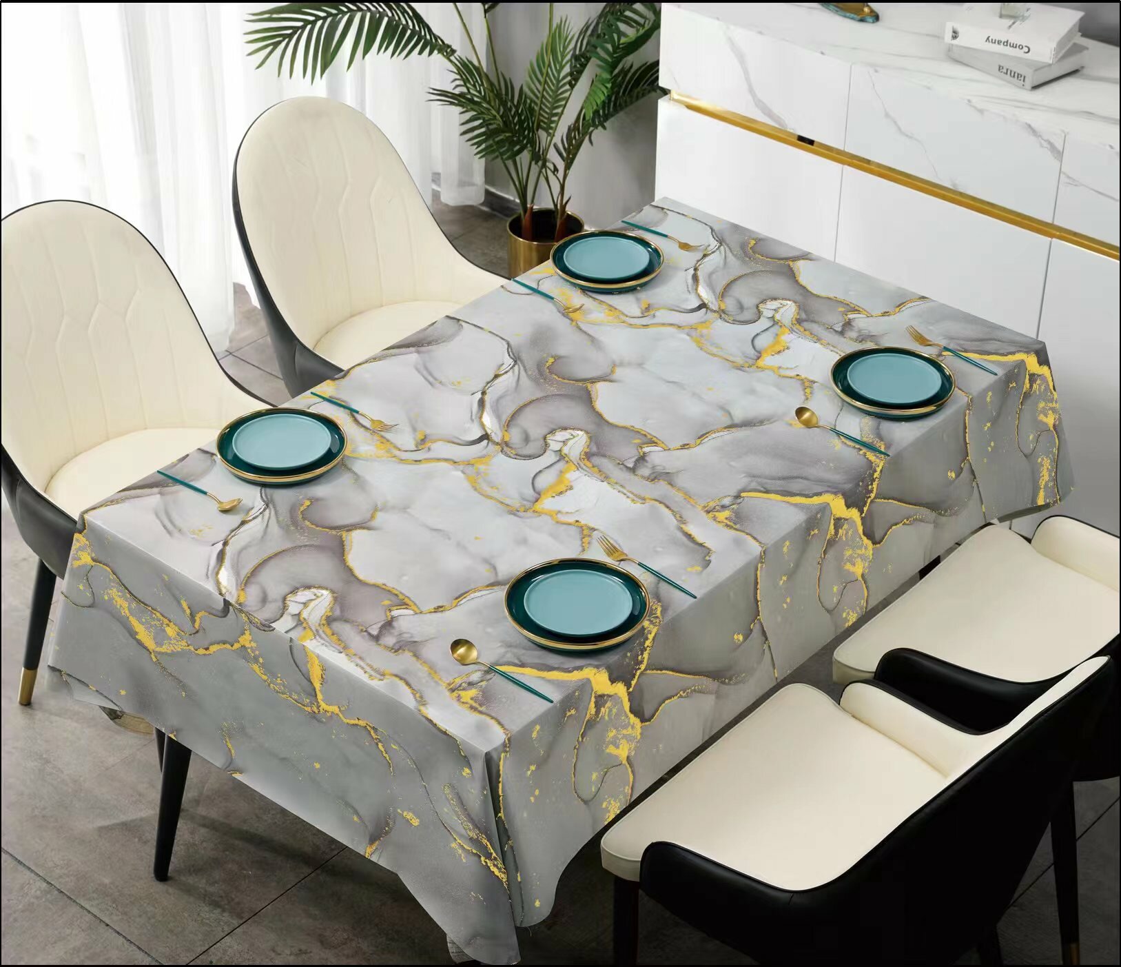 фото Скатерть-клеенка кухонная, ткань с ПВХ покрытием 137х110 см, принт - Мрамор