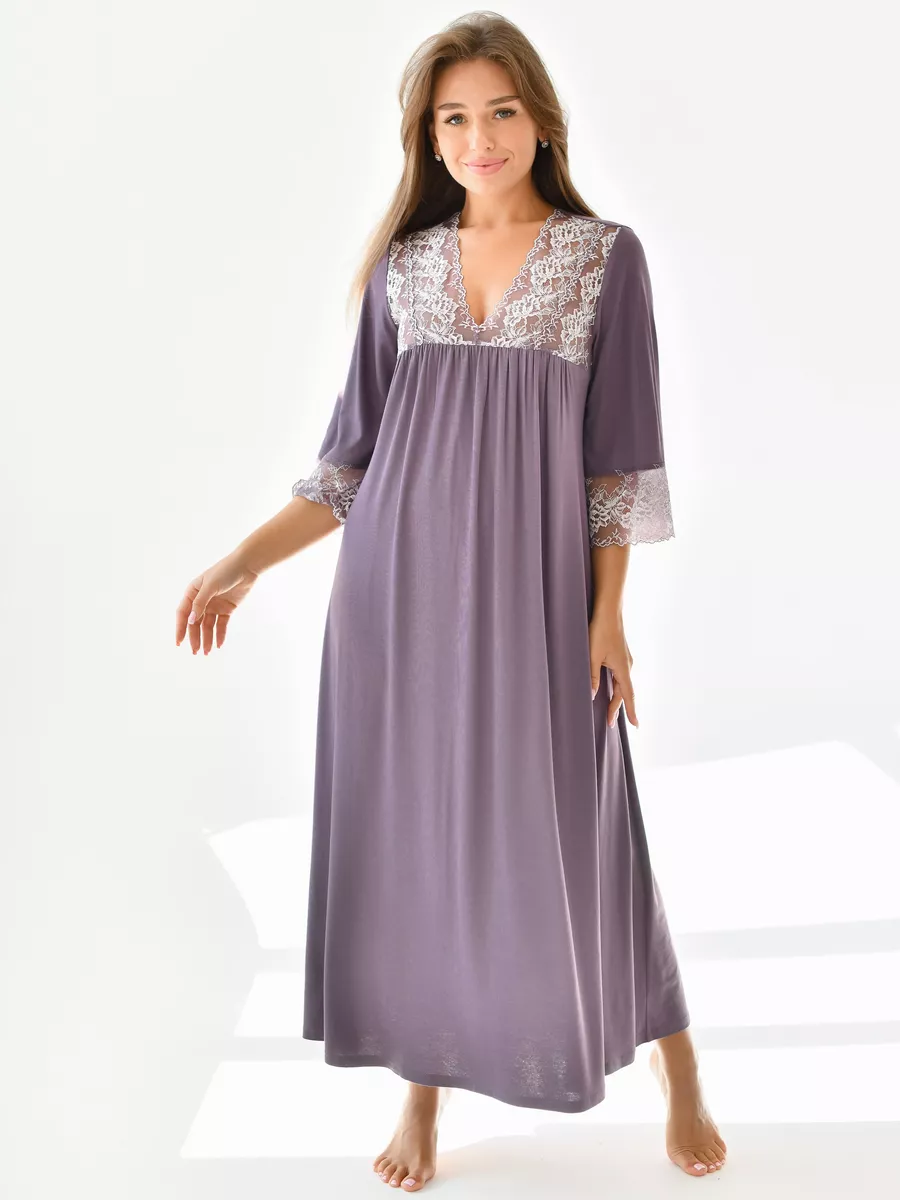 Сорочка Текстильный Край, размер 66, фиолетовый - фотография № 1