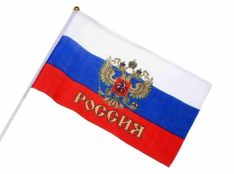 Флаг России Триколор с гербом 20 на 30 см.