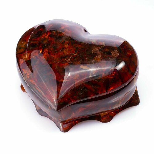 Крупная глянцевая шкатулка для украшений с янтарем 