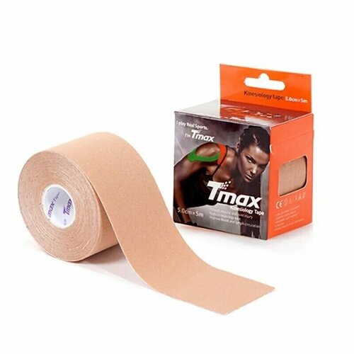 Тейп спортивный Tmax Extra Sticky 5cm*5m (96% хлопок, 4% спандекс), желтый