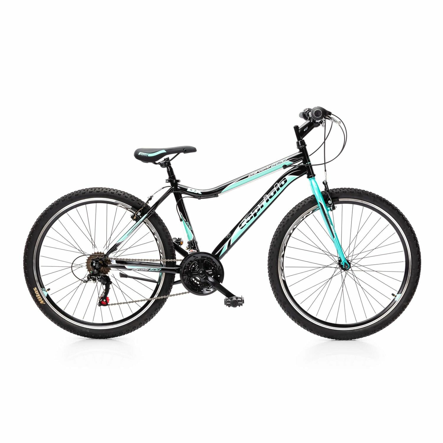 Велосипед CAPRIOLO DIAVOLO 260 26" (2023) (Велосипед CAPRIOLO MTB DIAVOLO DX 600, рама сталь 17', колёса 26' (чёрный-бирюзовый), 921364-17)