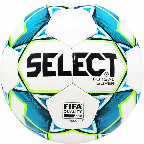 Мяч футзальный SELECT Futsal Super FIFA, 3613460002, р.4, FIFA Pro, ПУ, руч. сш, бел-зелен